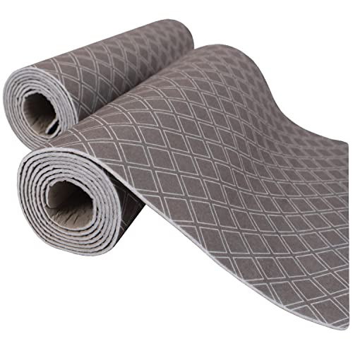 drymate بطانة رفوف وأدراج فاخرة من درايميت، قماش سميك مبطن، غير لاصق، ماص، مقاوم للماء، مقاوم للانزلاق، بطانات لخزائن المطبخ، الخزائن (صنع في الولايات المتحدة)(12”x59”)(عبوة 2)(رمادي فاتح) - Image 1