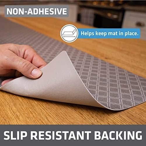 drymate بطانة رفوف وأدراج فاخرة من درايميت، قماش سميك مبطن، غير لاصق، ماص، مقاوم للماء، مقاوم للانزلاق، بطانات لخزائن المطبخ، الخزائن (صنع في الولايات المتحدة)(12”x59”)(عبوة 2)(رمادي فاتح) - Image 2