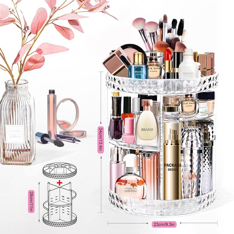 منظم مكياج دوار 360 درجة ، حامل مستحضرات تجميل دوار لامع قابل للتعديل من 6 طبقات، صندوق عرض للمكياج والفرش وأحمر الشفاه على سطح الطاولة للحمام (نمط مطور) - Image 4
