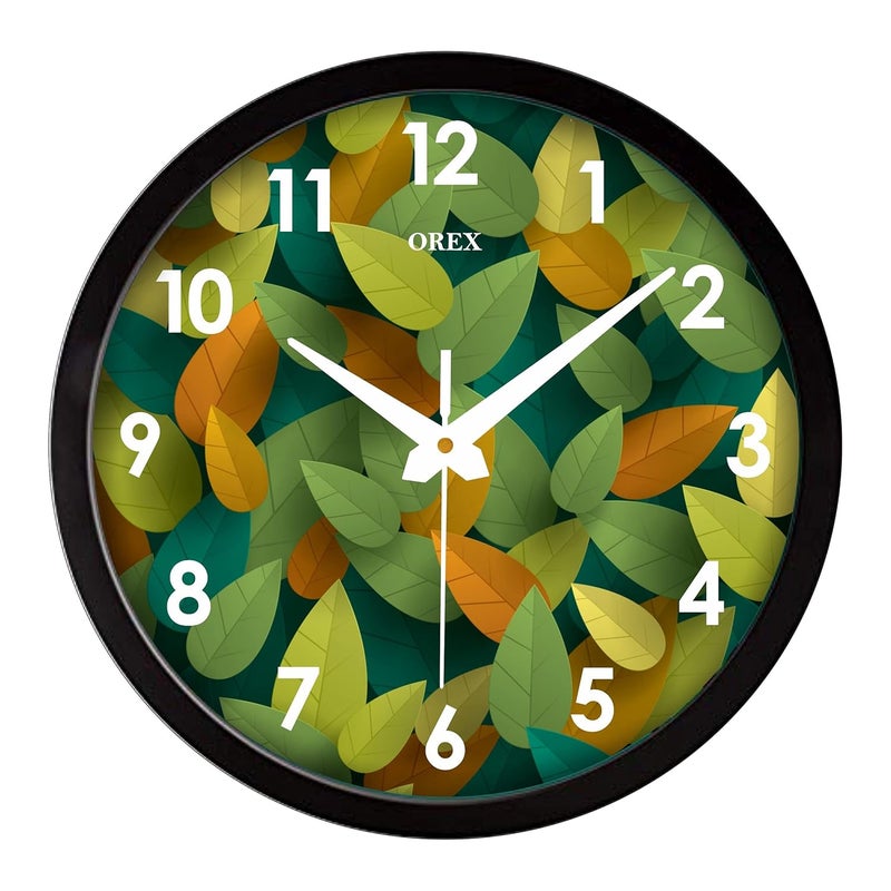 OREX OREX Stylish Leaves Design Analog Wall Clock For Home, Living Room, Bedroom, Kitchen, Office, Kids Room (Black Ring With Glass) - 41  - Image 1