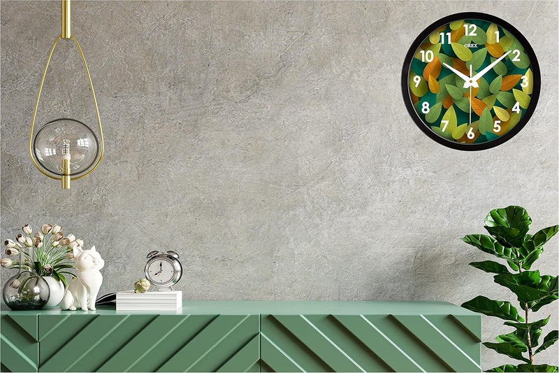 OREX OREX Stylish Leaves Design Analog Wall Clock For Home, Living Room, Bedroom, Kitchen, Office, Kids Room (Black Ring With Glass) - 41  - Image 4