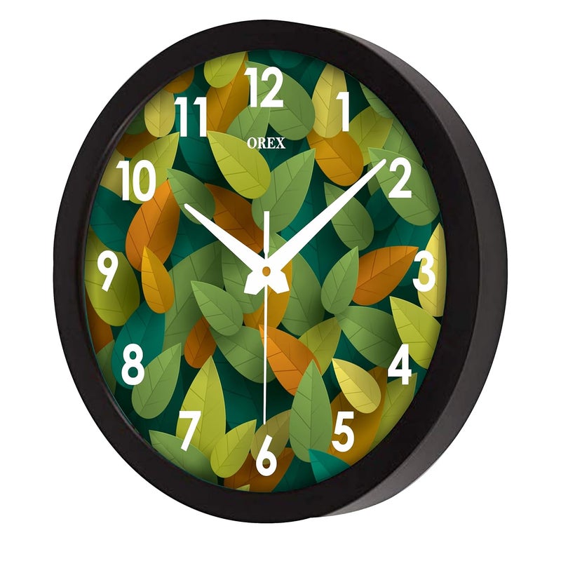 OREX OREX Stylish Leaves Design Analog Wall Clock For Home, Living Room, Bedroom, Kitchen, Office, Kids Room (Black Ring With Glass) - 41  - Image 2