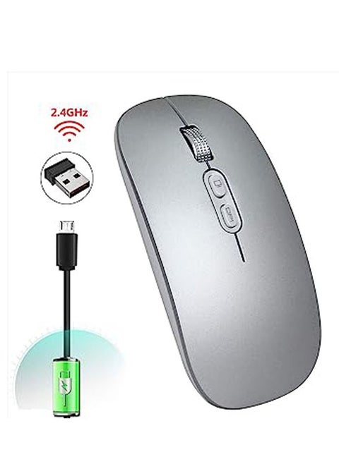 M103 Rechargeable Wireless Mouse 2.4G Wireless Mouse Ultra-thin Mute Mouse 3 Adjustable DPI Built-in 500mAh Battery Sliver