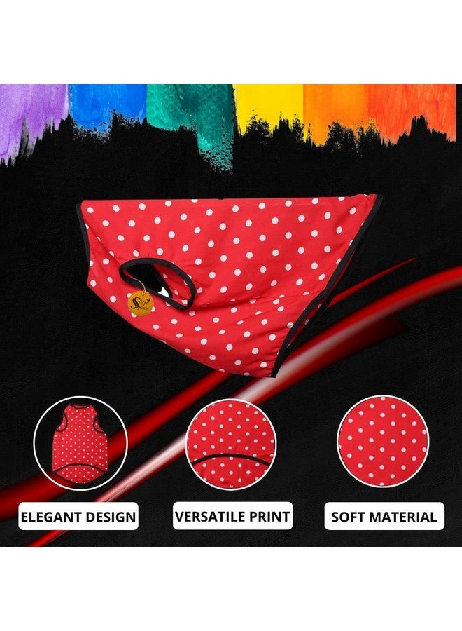 Sage Square Funky Soft Material Dog T-Shirt | Cool/Funky Print Pet | Soft Light Weight | Comfortable & Breathable Dog Clothing | Trendy Vest Outfit (Medium - 18 Inch) (Polka Red) - Image 3