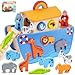 KMTJT Toddlers Wooden Noahs Ark Toy Animal Playset Baptism Gifts for 1 2 3 Boys Girls Shape Sorter Early Learning Montessori Toys with Bible Story Book for 12 18 24 Months Babies - Image 4