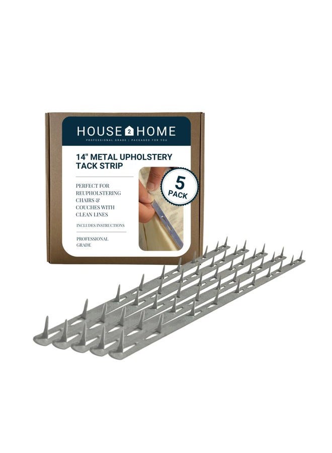 House2Home 14" Upholstery Metal Tack Strips, Fabric Reupholstery Supplies for Furniture, Couch, Chair, and Sofa, Includes Instructions, 5-Pack - Image 1