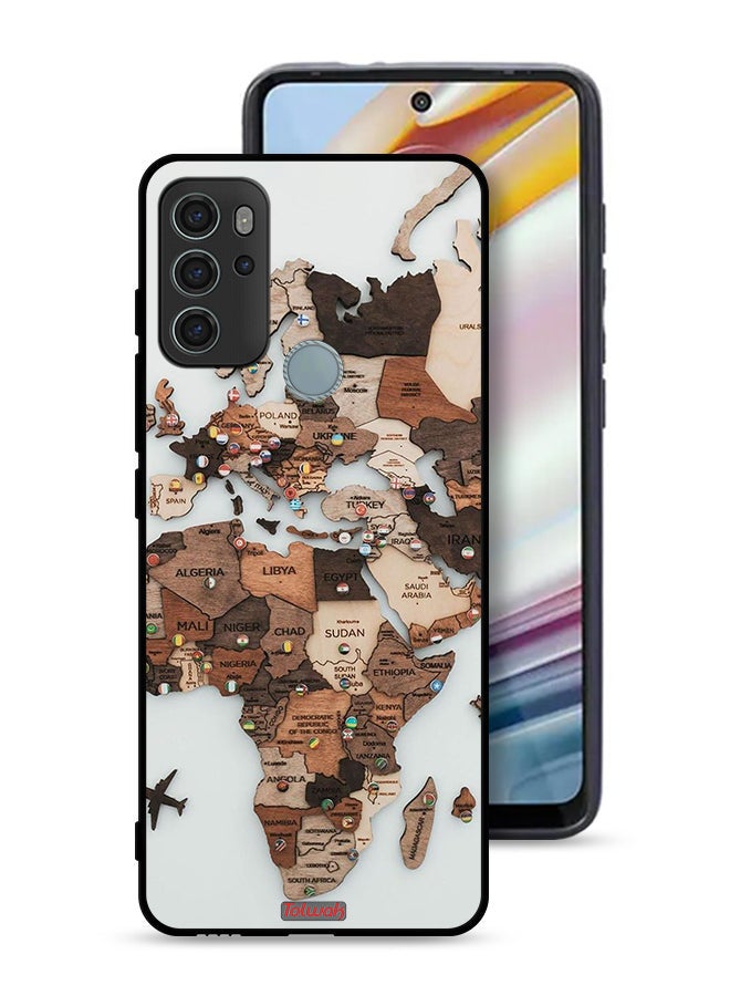 Tolwak Motorola Moto G60S Protective Case Cover World Map Art - Image 1