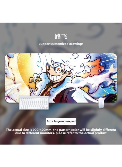Qiao Ba Lufei Cute Mouse Precision Edge Lock Office Game Learning To Write Big Table Mat Internet Cafe Self-Selling-Color:300*800 * 2mm Lock Edge-Pattern:Luffy