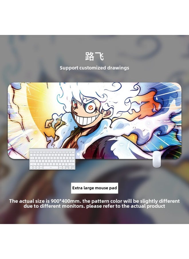 Qiao Ba Lufei Cute Mouse Precision Edge Lock Office Game Learning To Write Big Table Mat Internet Cafe Self-Selling-Color:300*800 * 2mm Lock Edge-Pattern:Luffy