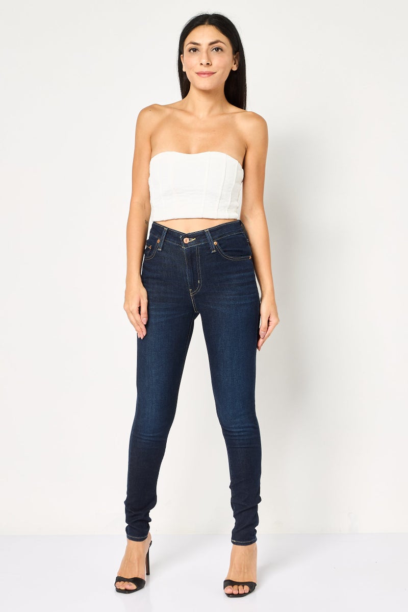 Levi's Women Skinny Fit Washed Stretchable Denim, Navy Blue - Image 4