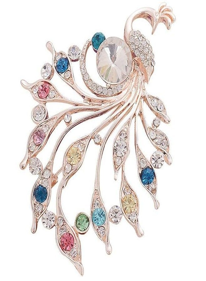 CARTZILLA® Peacock Rhinestone Brooch Pin - Sparkling Multicolor Crystal Wedding Brooch, Bridal Bouquet Pin, Peacock Feather Breastpin, Elegant Banquet Accessory - Image 2