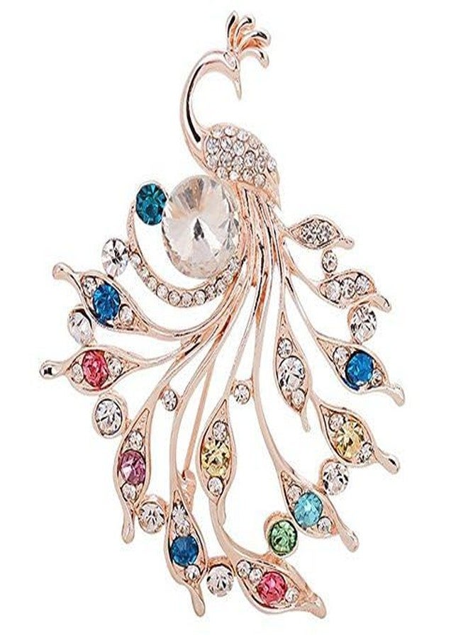CARTZILLA® Peacock Rhinestone Brooch Pin - Sparkling Multicolor Crystal Wedding Brooch, Bridal Bouquet Pin, Peacock Feather Breastpin, Elegant Banquet Accessory - Image 1