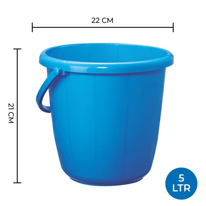RATAN PLASTICWARE دلو بلاستيكي سعة 5 لترات للتوفير المنزلي والمطبخ - أزرق (عبوة من 1) | دلو خفيف الوزن متعدد الاستخدامات للمنزل، الحمام والتنظيف - Image 3