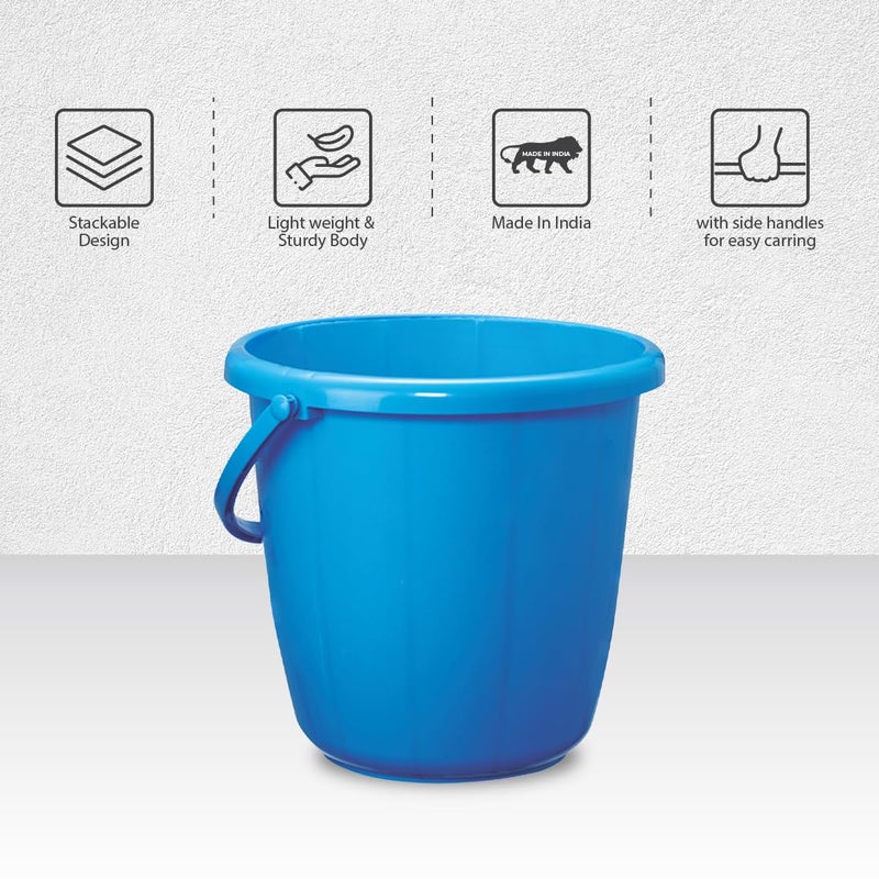RATAN PLASTICWARE دلو بلاستيكي سعة 5 لترات للتوفير المنزلي والمطبخ - أزرق (عبوة من 1) | دلو خفيف الوزن متعدد الاستخدامات للمنزل، الحمام والتنظيف - Image 4