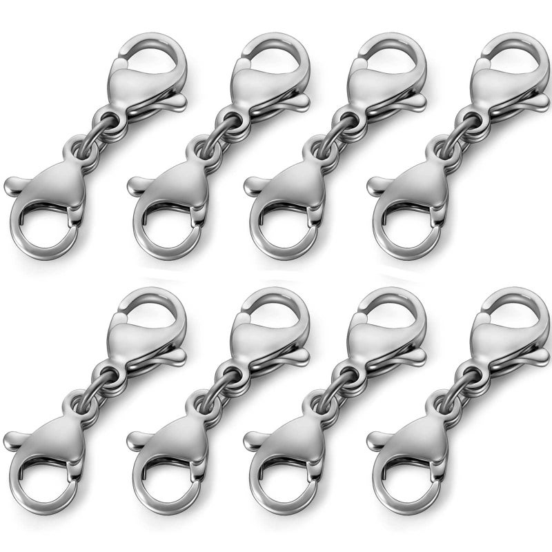 OHINGLT Double Lobster Clasp Necklace Extender Connector Bracelet Extension Gold and Silver Lobster Claw Clasps for DIY Jewelry Making