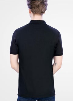 Web Denim Web Denim Black Plain Regular Fit Comfortable Cotton Men's Half Sleeves Polo Tee Casual Solid Polo Neck T Shirt  - Image 2