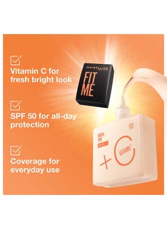 MAYBELLINE NEW YORK Fit Me Fresh Tint Foundation SPF 50 with Brightening Vitamin C, 10.8  - Image 2