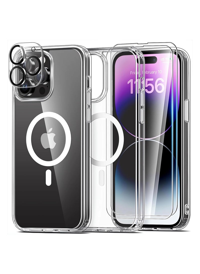 Aookay [5 in 1]  Magnetic for iPhone 16 Pro Max Case Clear, with 2X HD Screen Protector + 2X Camera Lens Protector, [15 FT Mil-Grade Protection] Shockproof Case for iPhone 16 Pro Max  - Image 1