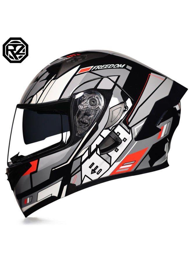 Red Destruction new Flower Orz Motorcycle Helmet Men's And Women's Exposure Helmet Full Helmet Tail Knight Bluetooth Motorcycle Men's And Women's Winter Personalized Electric