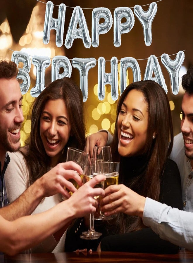 تونيفول لافتة بالونات عيد ميلاد سعيد فضية اللون من تونيفول، مقاس 16 بوصة، مصنوعة من رقائق مايلر، قابلة لإعادة الاستخدام، مصنوعة من مواد صديقة للبيئة، مناسبة للفتيات والفتيان والأطفال والكبار، لتزيين حفلات أعياد الميلاد ولوازم الحفلات. - Image 3