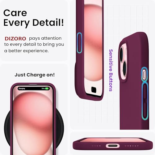 DIZORO Compatible for iPhone 15 Plus Case 6.7, Slim Liquid Silicone Case 3 Layers Full Covered Soft Gel Rubber Phone Case Protective Cover 6.7 Inch - Wine Red - Image 3