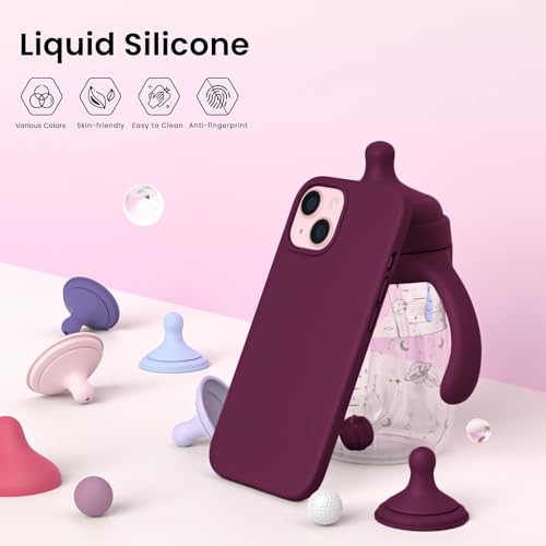 DIZORO Compatible for iPhone 15 Plus Case 6.7, Slim Liquid Silicone Case 3 Layers Full Covered Soft Gel Rubber Phone Case Protective Cover 6.7 Inch - Wine Red - Image 5