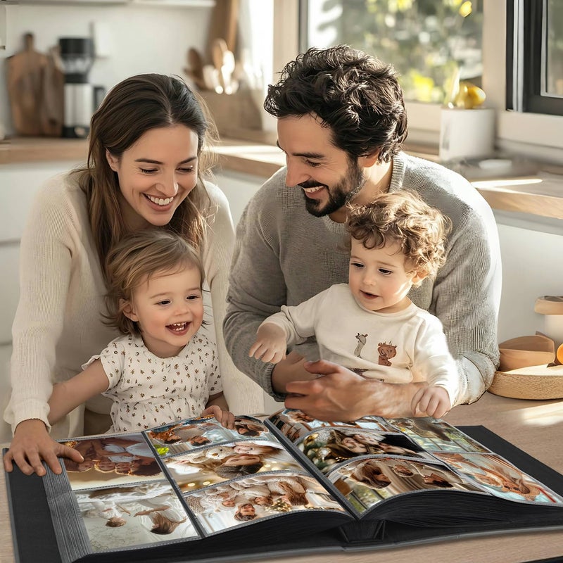 Artmag Photo Picutre Album 4x6 600 Photos, Extra Large Capacity Leather Cover Wedding Family Photo Albums Holds 600 Horizontal and Vertical 4x6 Photos with Black Pages(Beige) - Image 5