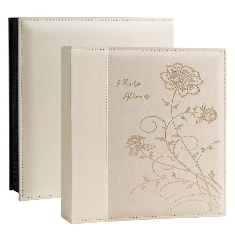 Artmag Photo Picutre Album 4x6 600 Photos, Extra Large Capacity Leather Cover Wedding Family Photo Albums Holds 600 Horizontal and Vertical 4x6 Photos with Black Pages(Beige) - Image 1