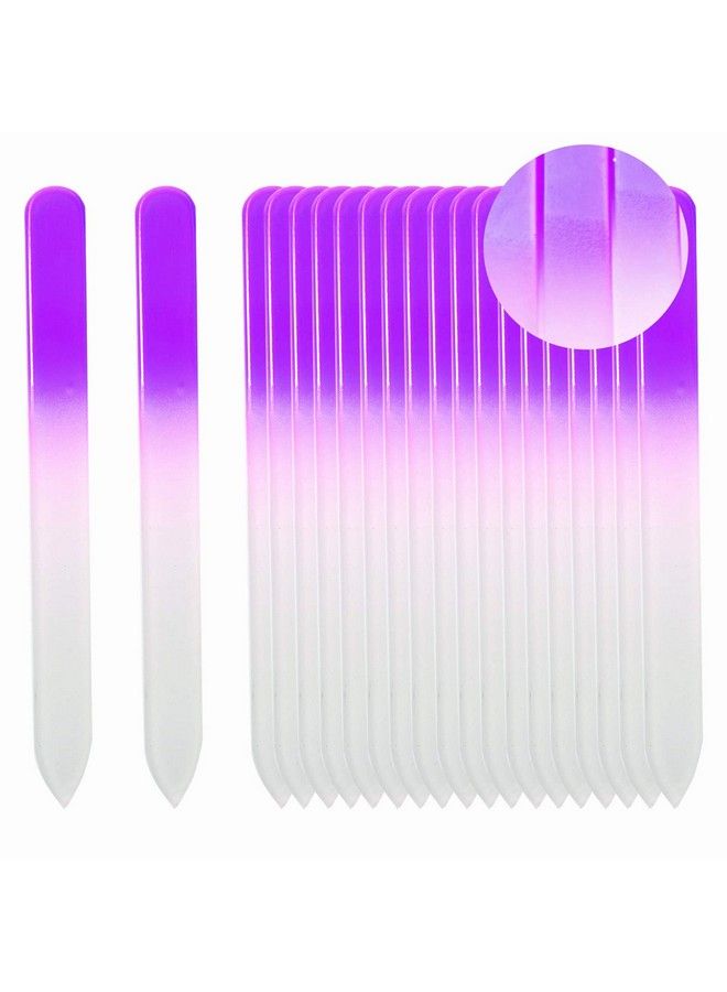 SIUSIO Set Of 20 Professional Crystal Glass Nail Files Buffer Manicure Gradient Rainbow Color For Nail Polishing Best For Fingernail & Toenail Care(Pink) (Purple) - Image 2