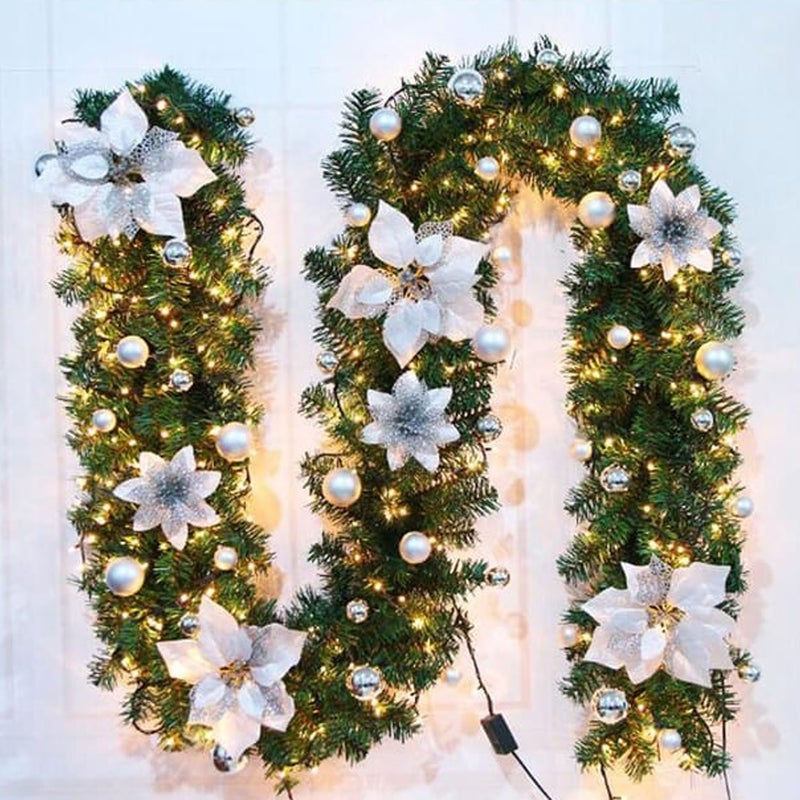 Christmas Wreath 270cm Christmas Decoration Garlands with Led Lights Artificial Tree Garland Indoor and Outdoor Holiday Decorations - Image 2