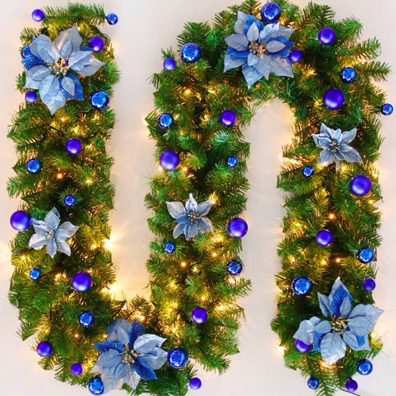 Christmas Wreath 270cm Christmas Decoration Garlands with Led Lights Artificial Tree Garland Indoor and Outdoor Holiday Decorations - Image 1