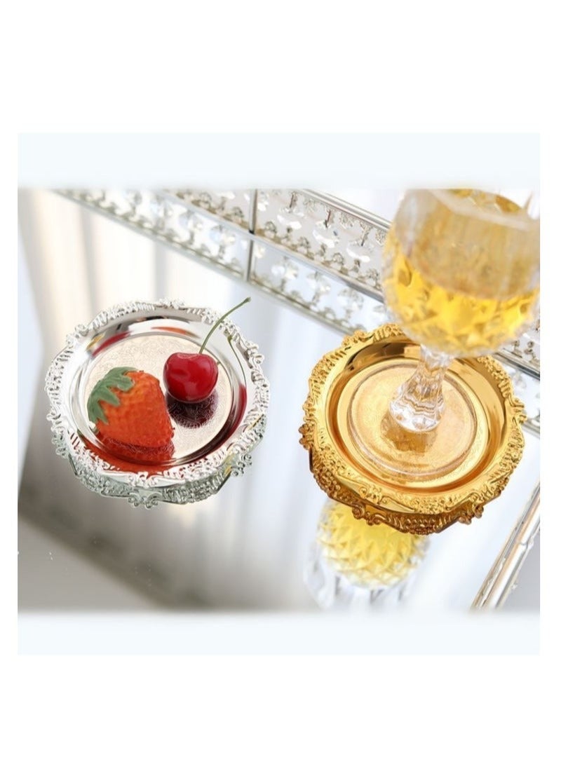 NOVOLAN Snack Plate Set Dessert Plate Dried Fruit Plate Tasting Plate Cup Cake Plate Display Stand, Elegant Silver Plating, Sturdy & Durable Easy Storage, Contains 6 Plates & 1 Storage Rack (silver) - Image 4