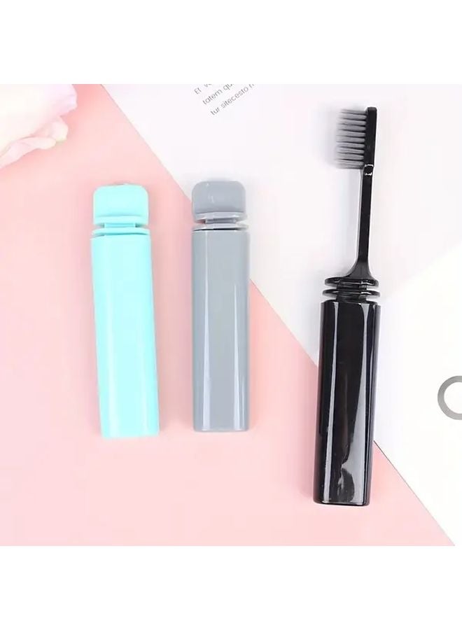 Black Portable Folding Toothbrush Compact Travel Design For Camping Hiking - Image 4