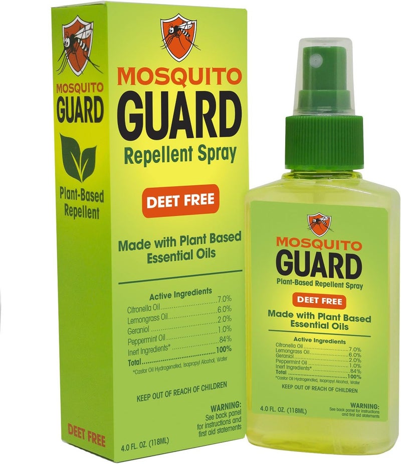 Mosquito Guard 4 oz fl Organic Mosquito Repellent Spray for Body - DEET Free Natural Bug Spray Travel Size - Mosquito Repellent Indoor - Insect Repellent Spray - Travel Bug Spray for People Outdoor