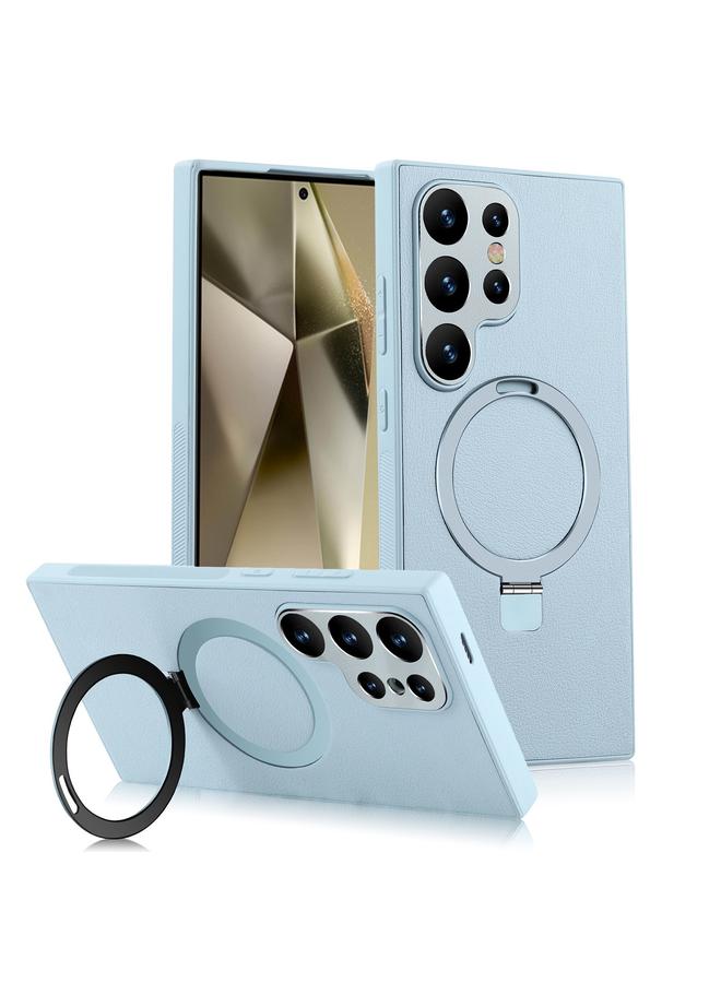 Case For Samsung Galaxy S24 Ultra 5G MagSafe Rotation Holder PC + Leather Phone Case