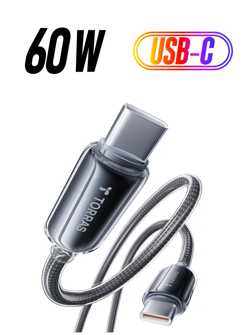 TORRAS USB-C To USB-C Cable 60W (1.2m) Mil-Grade Tested USB-C Charger Cable Fast Charge for iPhone 16/Plus/Pro/Pro Max, iPhone15/Plus/Pro/Pro Max, Samsung S25/Plus/Ultra, S24/Plus/Ultra, S23/Plus/Ultra, MacBook Air, Pro / iPad Pro/Air/Mini (Midnight Black)  - Image 1
