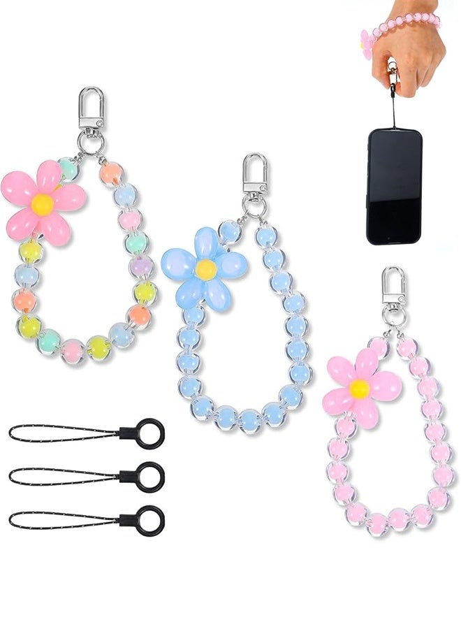 جيفت 3 قطع من أساور معصم الهاتف اللطيفة، سلسلة هاتف، أساور مطرزة بالخرز، سوار هاتف محمول Y2K ملون، سوار للكاميرا، حقيبة الهاتف، سوار سلسلة المفاتيح. - Image 1