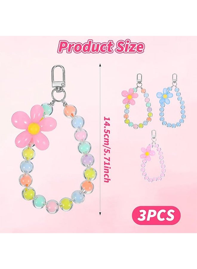 جيفت 3 قطع من أساور معصم الهاتف اللطيفة، سلسلة هاتف، أساور مطرزة بالخرز، سوار هاتف محمول Y2K ملون، سوار للكاميرا، حقيبة الهاتف، سوار سلسلة المفاتيح. - Image 3