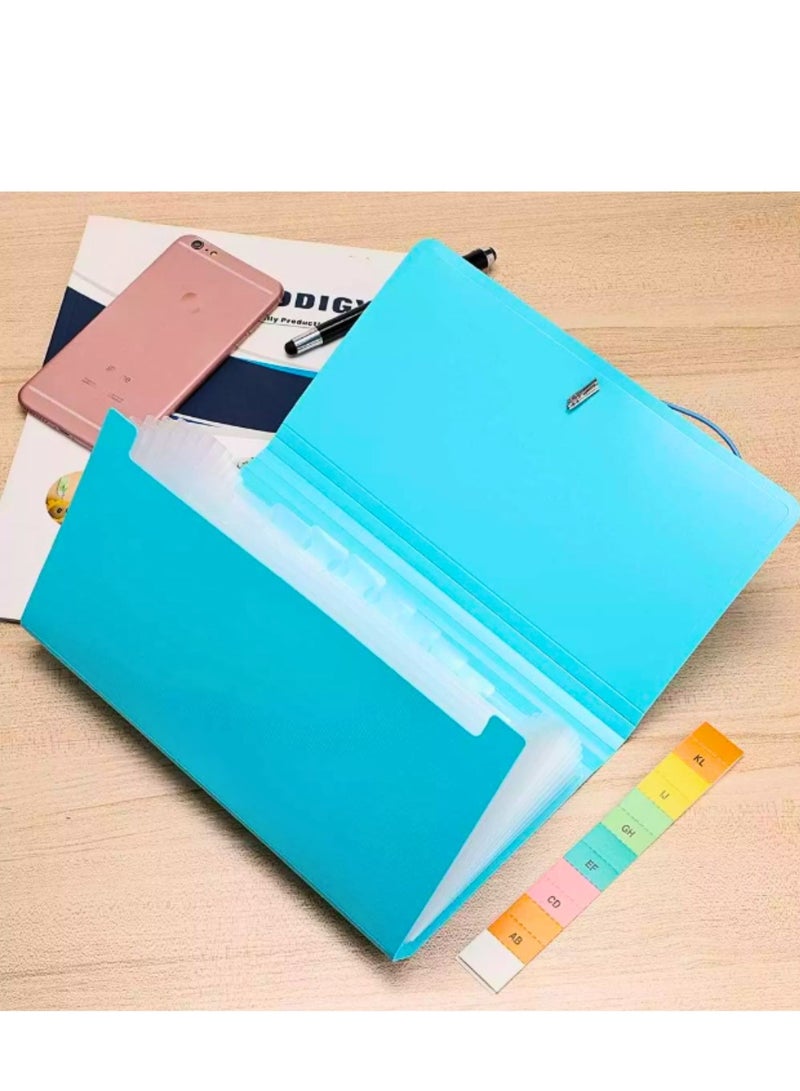 Generic A5 Expanding File Folder 13 Pockets Wallet Folder Plastic Filing Bag with Dividers Assorted Color Pack Of 2  - Image 4