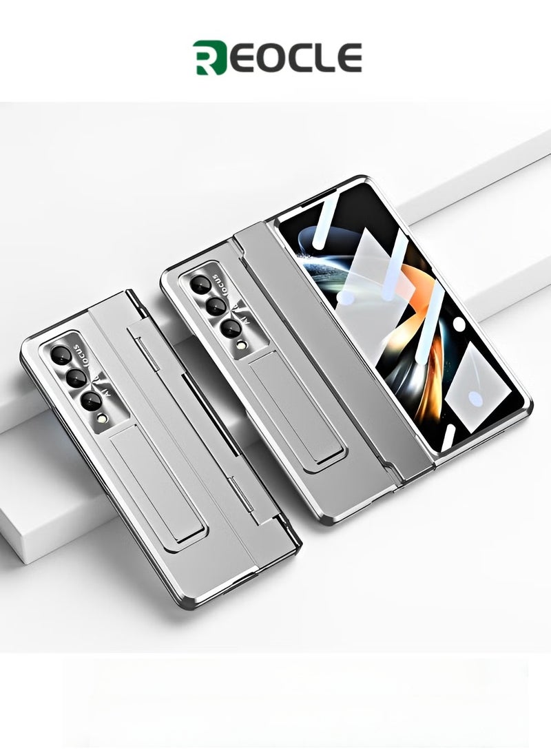 REOCLE Phone Case Phone Cover with Screen Protector Transparent Frosted Stand Hinge Phone Case for Samsung Galaxy Z Fold 3 - Image 1