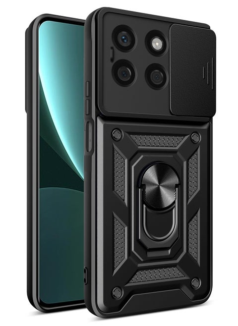 جراب حمايه ويندو مقاوم للصدمات وحمايه للكاميرا مزود بدبله معدنيه متوافق مع Honor X8B (اسود)