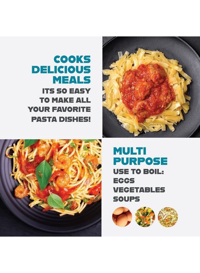 جوثام ستيل وعاء معكرونة متعدد الأغراض من Gotham Steel سعة 5 كوارت مع غطاء مصفاة ومقابض ملتوية وقفل، وعاء طهي غير لاصق + أواني مصفاة معكرونة مع غطاء، وعاء معكرونة، آمن للاستخدام في غسالة الأطباق - أزرق مائي - Image 5