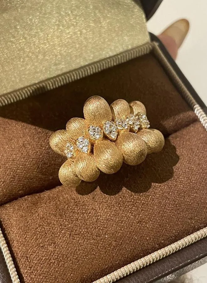 Take Two Golden Petal Embellished Cluster Ring
