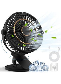 Arabest Mini Fan Small, Clip Fan, Table Fan, USB Fan, Quiet with Battery, 5 Speed Levels, 720° Rotation, Portable Mini Fan for Home, Office, Outdoor, Travel (Black)  - Image 1