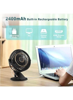 Arabest Mini Fan Small, Clip Fan, Table Fan, USB Fan, Quiet with Battery, 5 Speed Levels, 720° Rotation, Portable Mini Fan for Home, Office, Outdoor, Travel (Black)  - Image 4