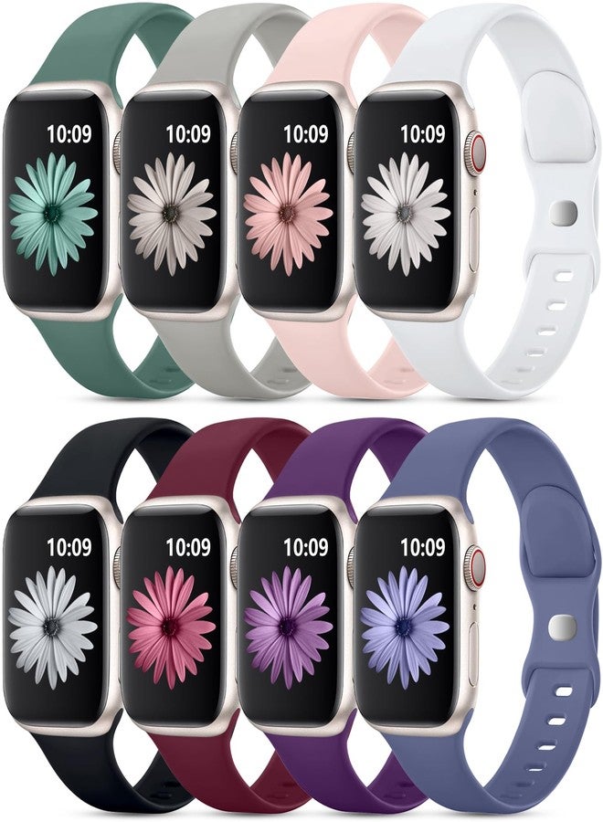DAQIN حزمة داكين الرياضية 8 قطع متوافقة مع حزام ساعة آبل 40 مم 41 مم 42 مم 44 مم 45 مم 46 مم 49 مم 38 مم للنساء والرجال، حزام سيليكون ناعم مقاوم للماء لسلسلة ساعة آبل 11 10 9 8 7 6 5 4 3 2 1 SE ألترا - Image 1