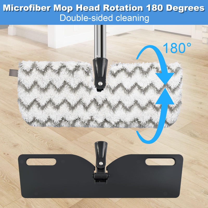 GFRED Microfiber Mops for Floor Cleaning, Dust Flat Flip Mop for Hardwood Floors with 2 Heavy Scrub Mop Pads & 2 Soft Pads and Adjustable 58â€ Mop Handle, Dual-Action Washable Floor Mops for Wet & Dry Clean - Image 5