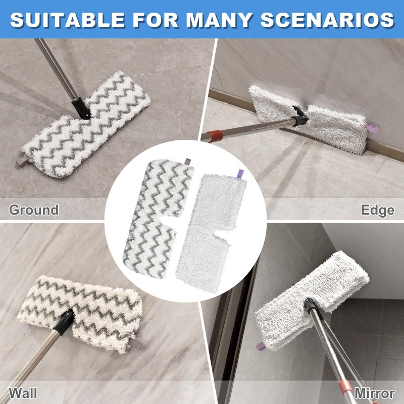 GFRED Microfiber Mops for Floor Cleaning, Dust Flat Flip Mop for Hardwood Floors with 2 Heavy Scrub Mop Pads & 2 Soft Pads and Adjustable 58â€ Mop Handle, Dual-Action Washable Floor Mops for Wet & Dry Clean - Image 4