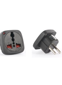 Hasanat Essentials Multi Travel Adaptor Suchko To Universal Power Adapter UK/US/AU to Universal Various Options International Plugs Shutter Indicator (Schuko Plug to Universal CE Approved HE15 BLACK)