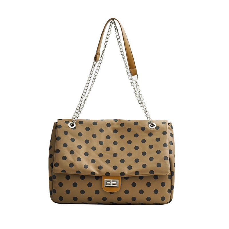Large Capacity Polka Dot Square Tote Bag Fashionable Chain Underarm Shoulder Bag Simple Crossbody Bag - Image 1